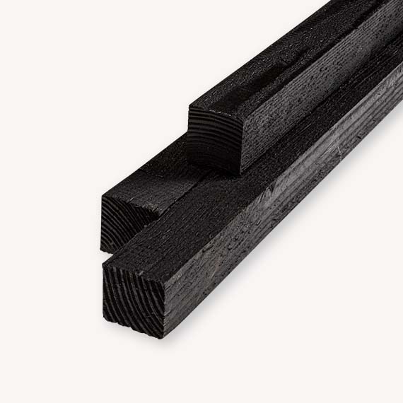 Douglas paal | ruw | zwart | 7x7 cm