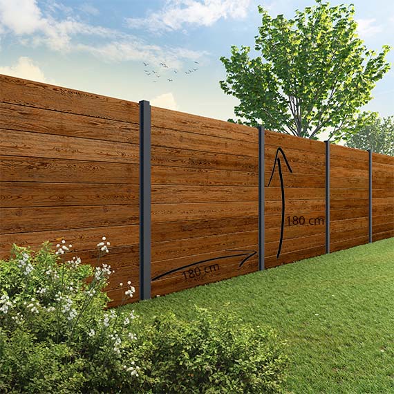 Tuinscherm Velufence | douglas bruin geïmp. | alu. palen