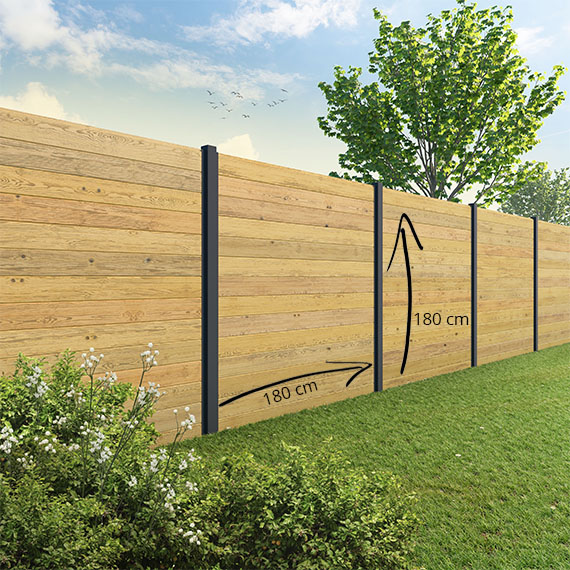 Tuinscherm Velufence | grenen groen geïmp. | aluminium palen