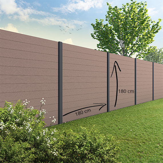 Tuinscherm Velufence | wengé brown | aluminium palen