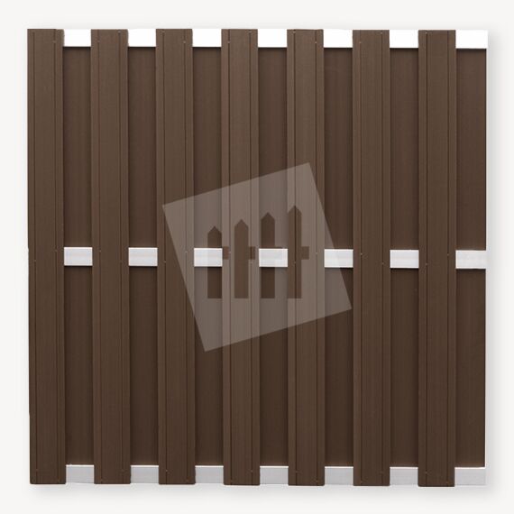 Tuinscherm composiet Design | donkerbruin/aluminium