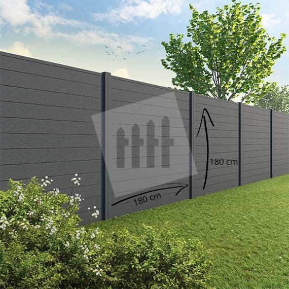 Tuinscherm Velufence | graphite black | composiet palen