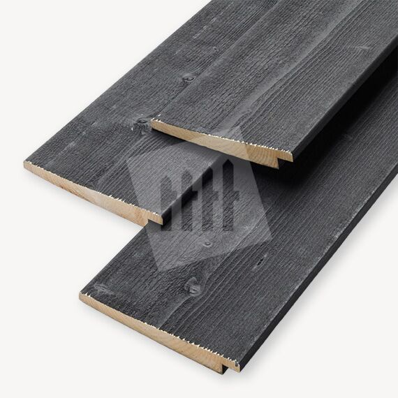 Vuren Zweeds rabat | zwart | 1,4-2,8x19,5 cm