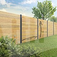 Tuinscherm Velufence | houtmotief grijs | aluminium palen
