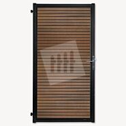 Tuindeur composiet Velufence | teak brown triple | zwart aluminium