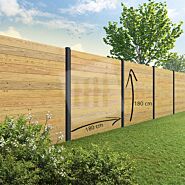 Tuinscherm Velufence | houtmotief grijs | aluminium palen