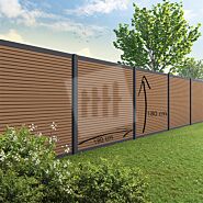 Tuinscherm Velufence | teak brown triple | aluminium palen