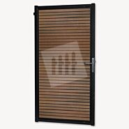 Tuindeur composiet Velufence | teak brown triple | zwart aluminium