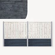 Onderplaat schutting | leisteenmotief antraciet | 36 cm