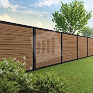 Velufence composiet schutting | Fiberdeck teak brown | zwart aluminium