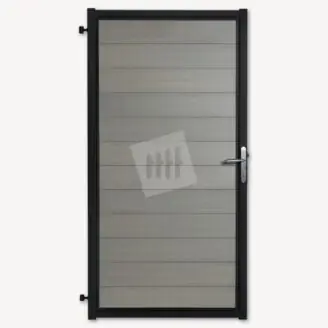 Tuindeur composiet Velufence | light grey | zwart aluminium