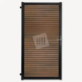 Tuindeur composiet Velufence | teak brown triple | zwart aluminium
