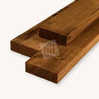 Douglas balk | ruw | bruin geïmpregneerd | 5x15 cm