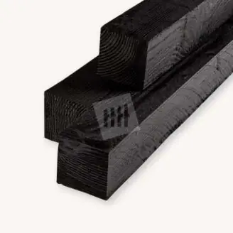 Douglas paal | ruw | zwart | 10x10 cm