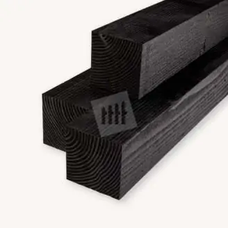 Douglas paal | zwart fijnbezaagd | 15x15 cm