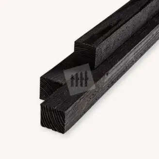 Douglas paal | ruw | zwart | 7x7 cm