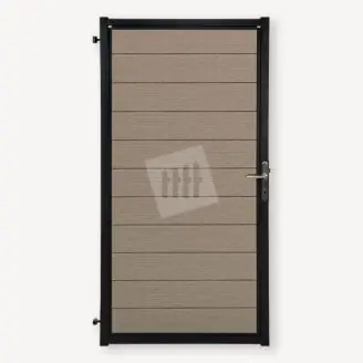 Tuindeur composiet Velufence | tropical brown | zwart aluminium