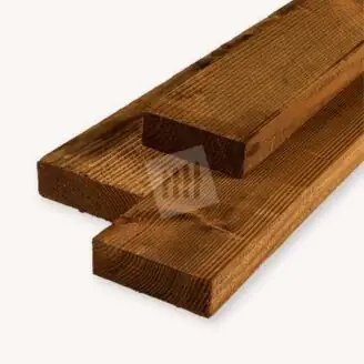 Douglas balk | ruw | bruin geïmpregneerd | 7x15 cm