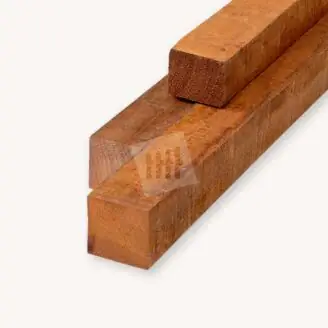 FSC 100% Hardhouten paal | azobe | ruw | 8x8 cm