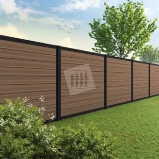 Velufence composiet schutting | ipé brown |zwart aluminium