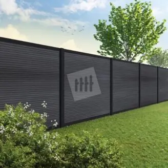 Velufence composiet schutting | Fiberdeck modern grey | zwart aluminium